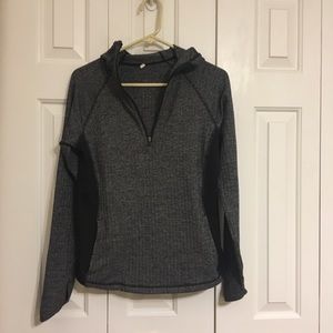 Lucy heathered gray and black zip pullover